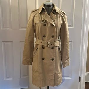 LOFT Classic Double Breasted Trench Coat with Crest Buttons and Belt